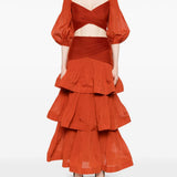 Top corto plissettato in rosso mattone Zimmermann - donna 