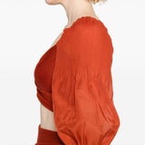 Top corto plissettato in rosso mattone Zimmermann - donna 