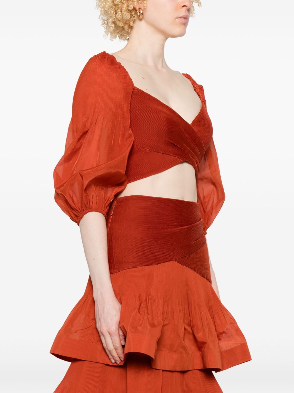 Top corto plissettato in rosso mattone Zimmermann - donna 