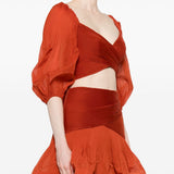 Top corto plissettato in rosso mattone Zimmermann - donna 