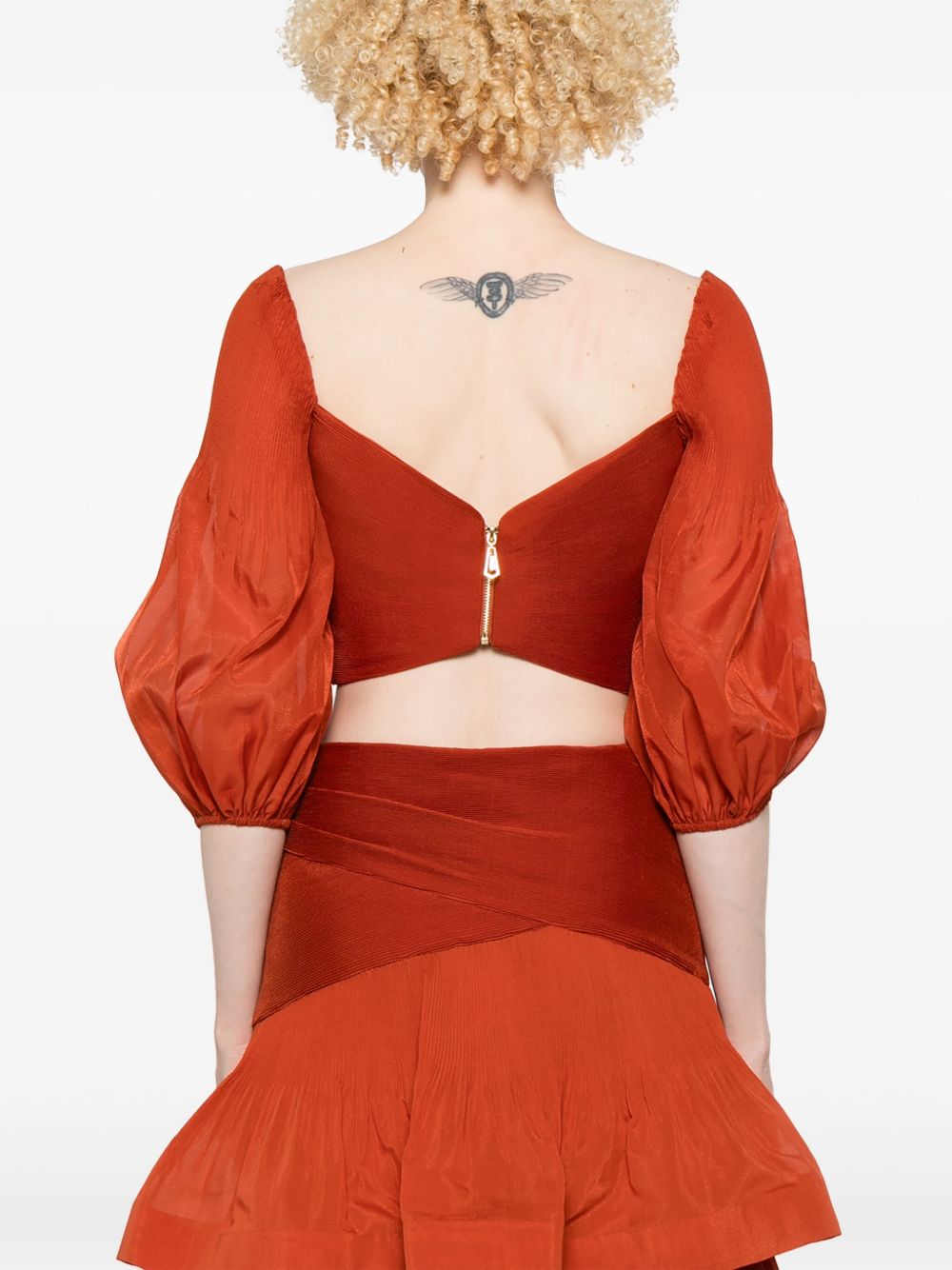 Top corto plissettato in rosso mattone Zimmermann - donna 