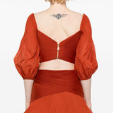 Top corto plissettato in rosso mattone Zimmermann - donna 