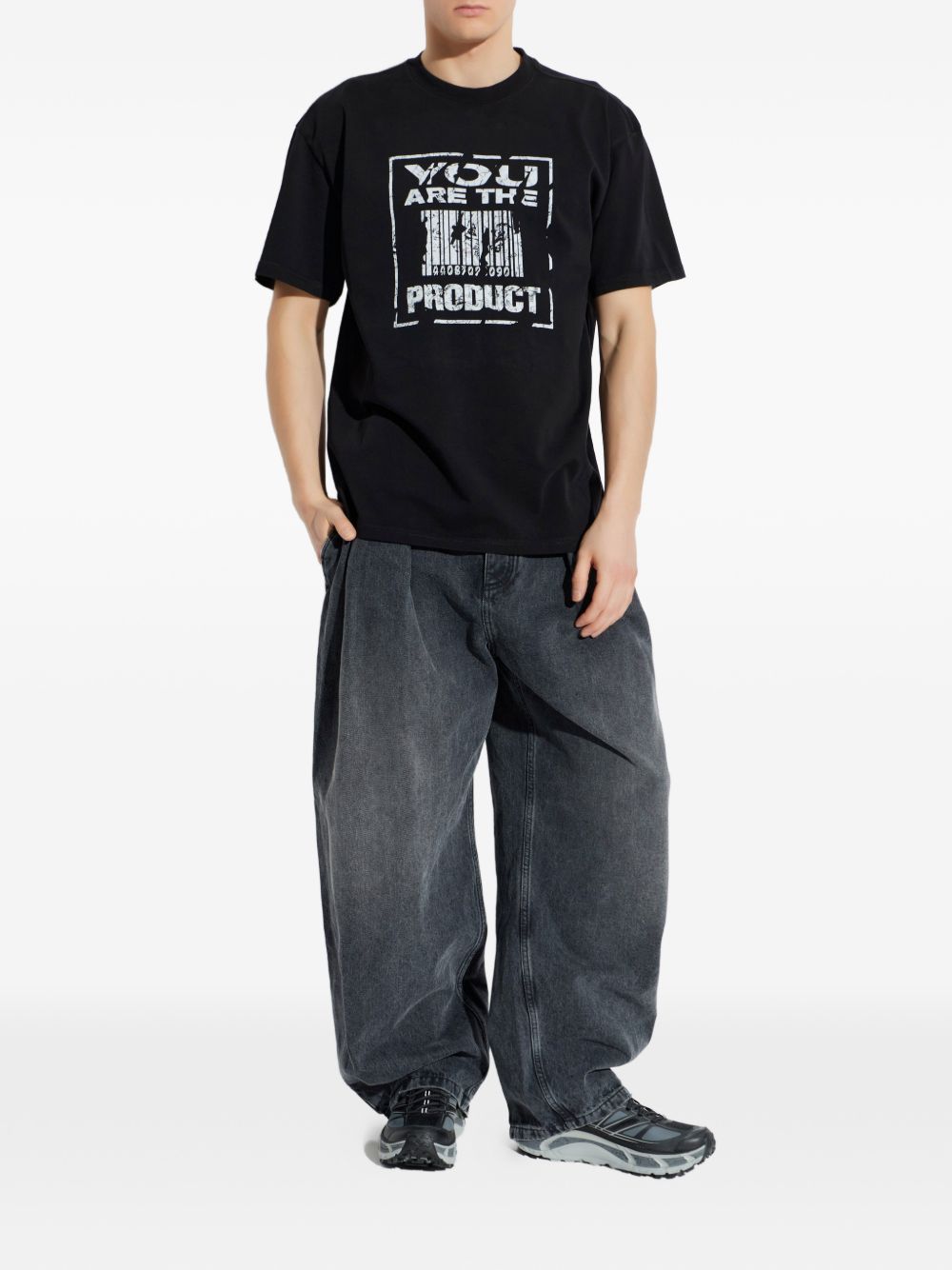 T-shirt con stampa grafica in nero 44 label group - uomo 
