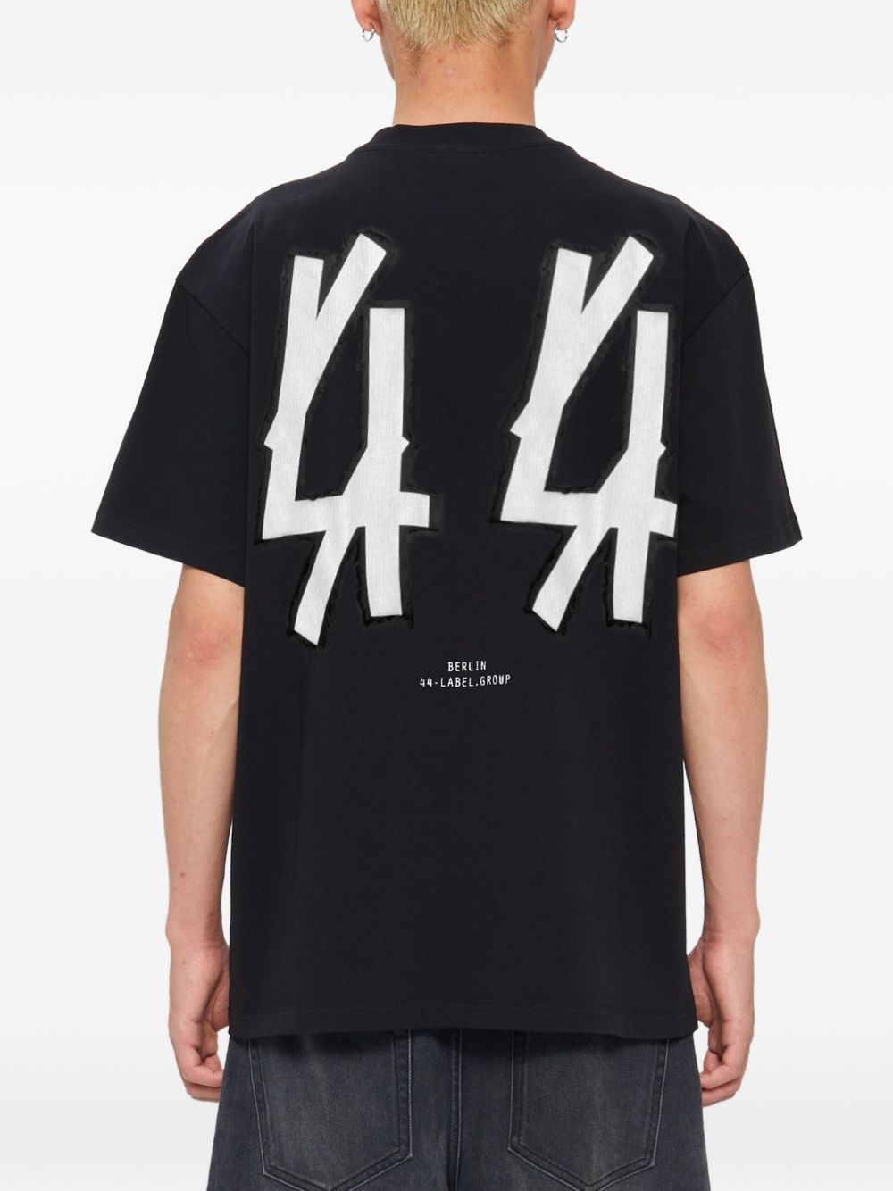 T-shirt con stampa grafica in nero 44 label group - uomo 