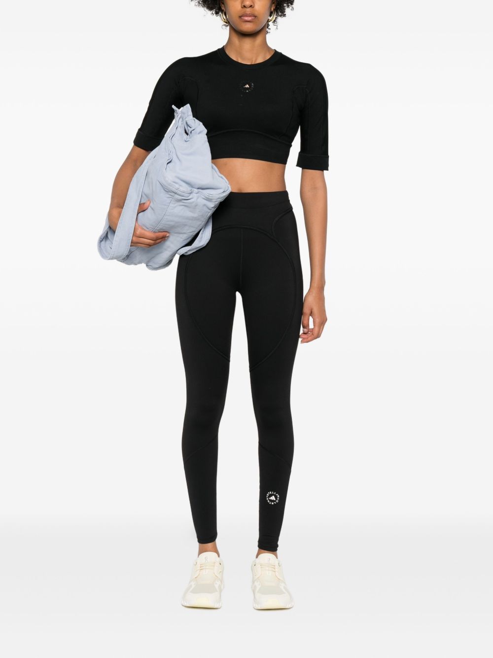 Leggings con logo in nero Adidas by stella mc cartney - donna 