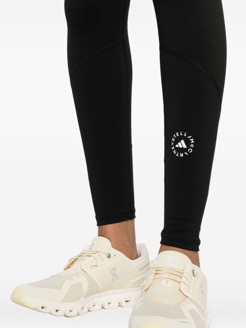 Leggings con logo in nero Adidas by stella mc cartney - donna 