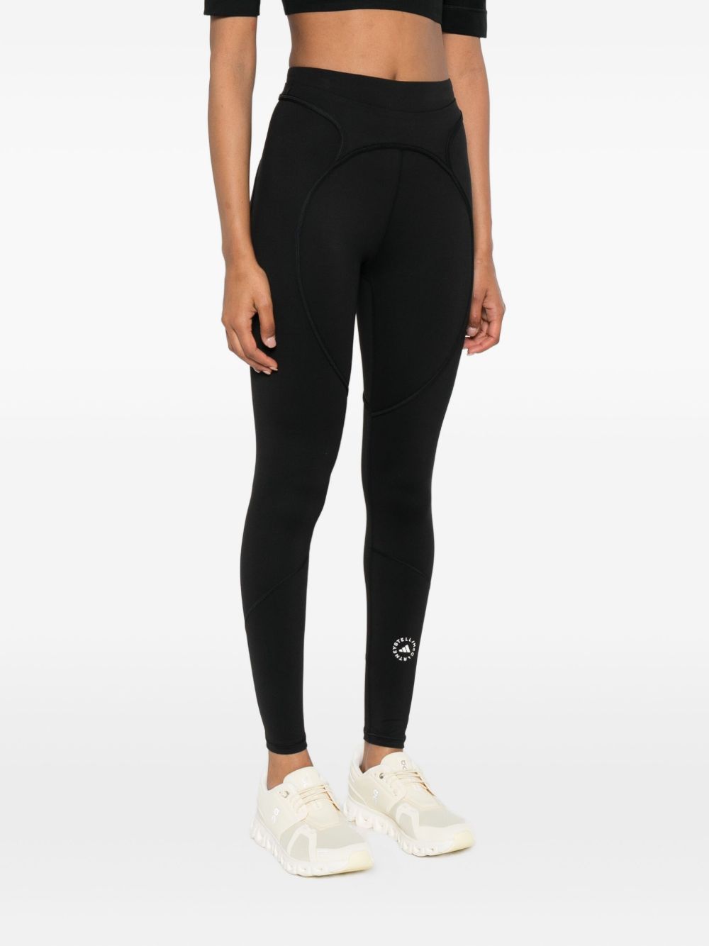 Leggings con logo in nero Adidas by stella mc cartney - donna 