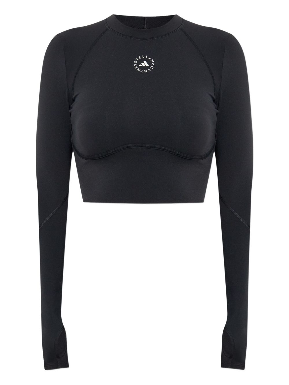 Top a maniche lunghe con dettaglio del logo in nero Adidas by stella mc cartney - donna 