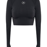 Top a maniche lunghe con dettaglio del logo in nero Adidas by stella mc cartney - donna 
