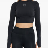 Top a maniche lunghe con dettaglio del logo in nero Adidas by stella mc cartney - donna 