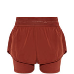 Shorts 2 in 1 con logo in rosso terracotta Adidas by Stella Mc Cartney - donna 