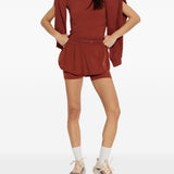 Shorts 2 in 1 con logo in rosso terracotta Adidas by Stella Mc Cartney - donna 