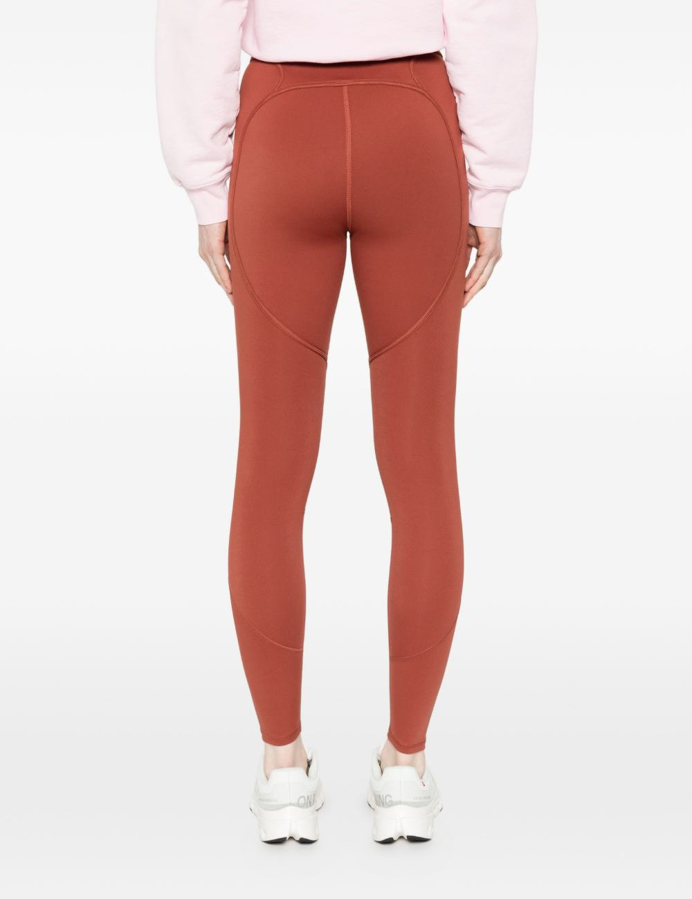 Leggings con logo in rosso terracotta Adidas by Stella Mc Cartney - donna 