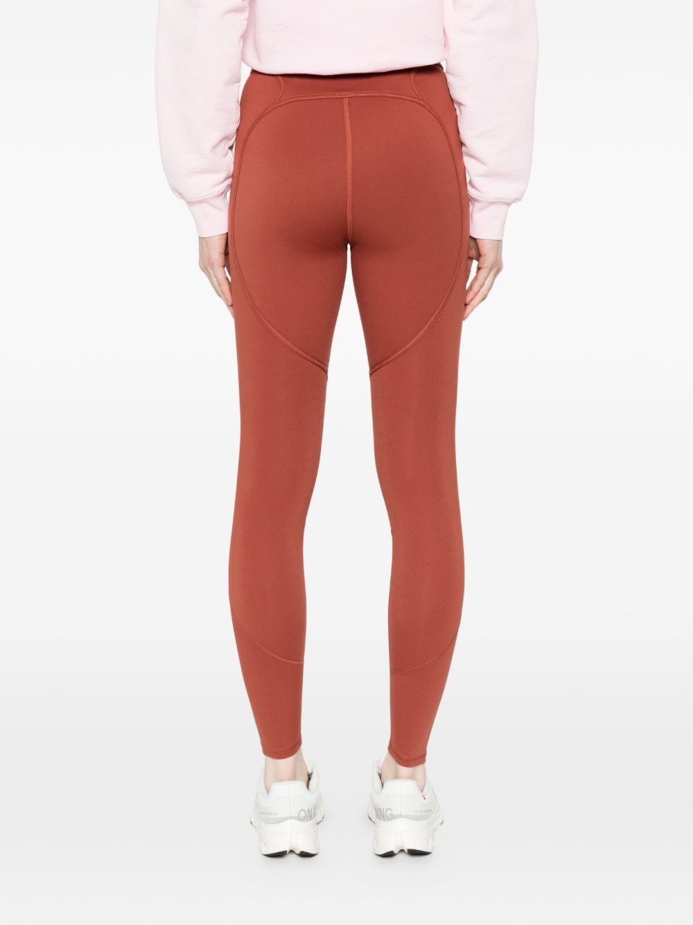 Leggings con logo in rosso terracotta Adidas by Stella Mc Cartney - donna 