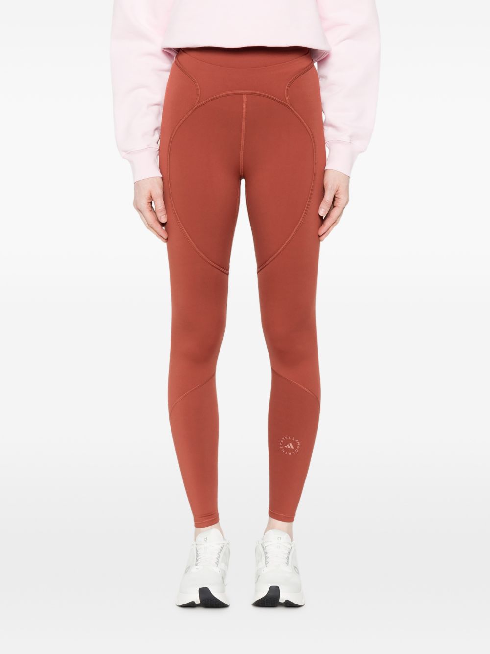 Leggings con logo in rosso terracotta Adidas by Stella Mc Cartney - donna 