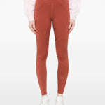 Leggings con logo in rosso terracotta Adidas by Stella Mc Cartney - donna 