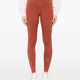 Leggings con logo in rosso terracotta Adidas by Stella Mc Cartney - donna 