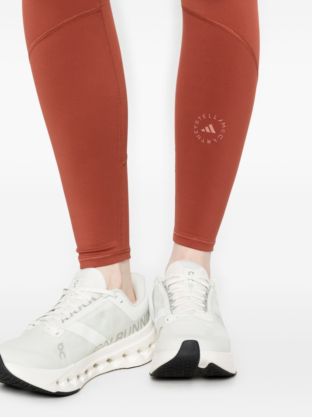 Leggings con logo in rosso terracotta Adidas by Stella Mc Cartney - donna 