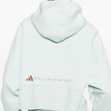 Felpa con stampa logo in verde Adidas by stella mc cartney - donna 