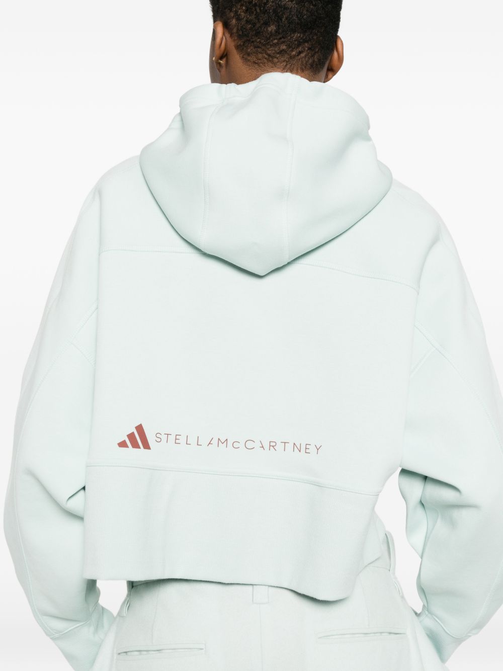 Felpa con stampa logo in verde Adidas by stella mc cartney - donna 