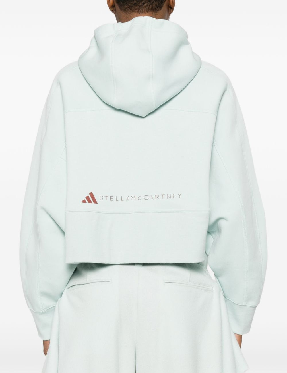 Felpa con stampa logo in verde Adidas by stella mc cartney - donna 
