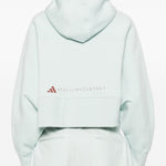 Felpa con stampa logo in verde Adidas by stella mc cartney - donna 
