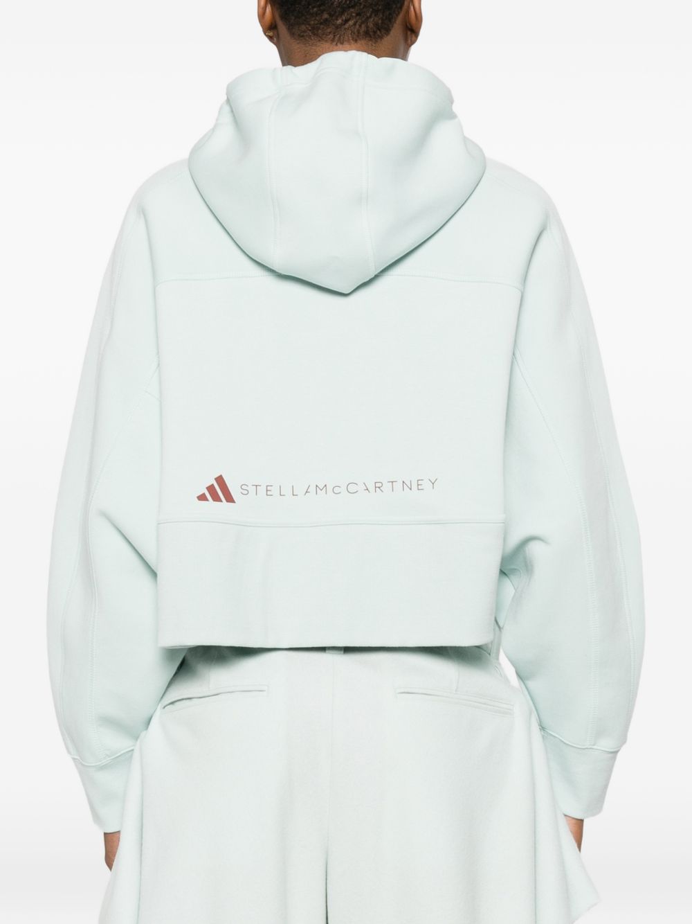 Felpa con stampa logo in verde Adidas by stella mc cartney - donna 