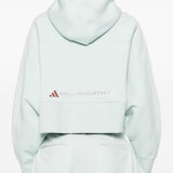 Felpa con stampa logo in verde Adidas by stella mc cartney - donna 