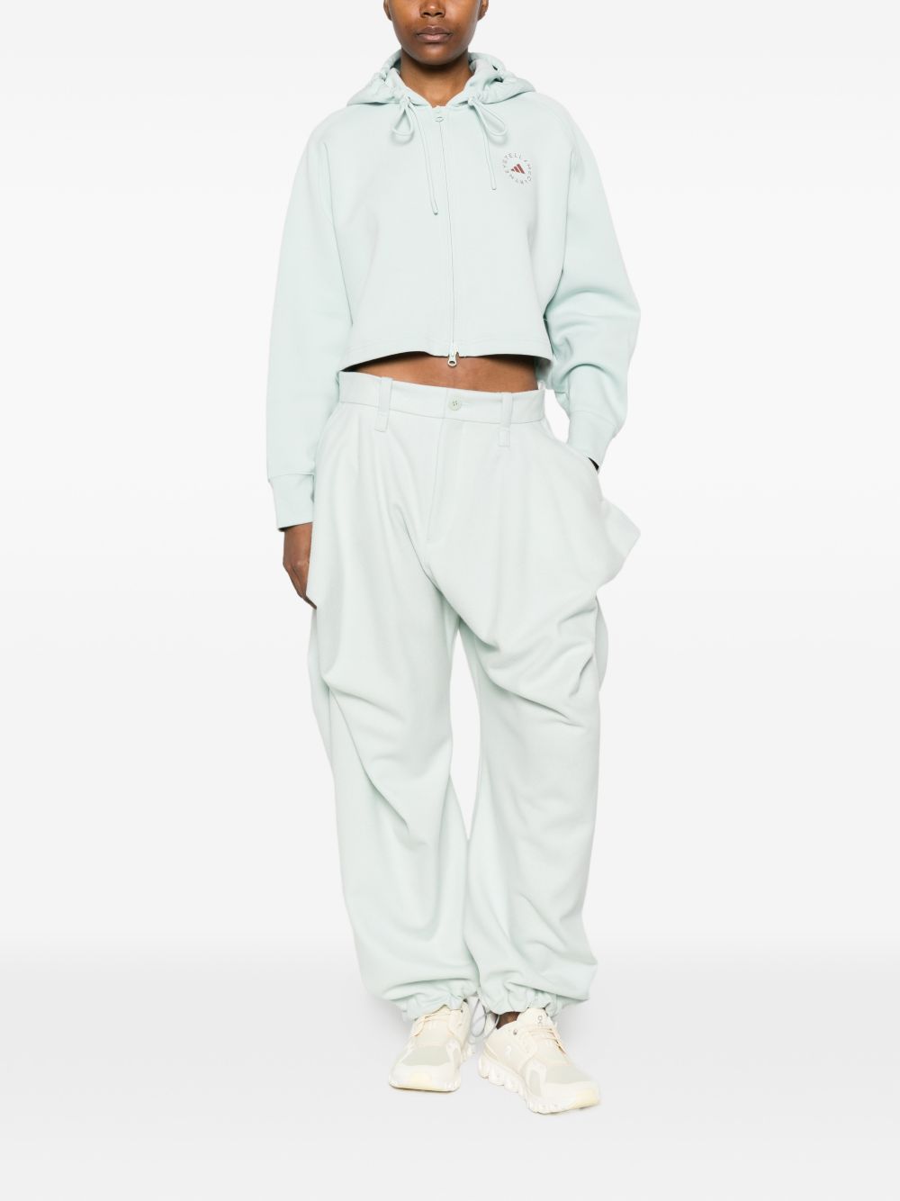 Felpa con stampa logo in verde Adidas by stella mc cartney - donna 