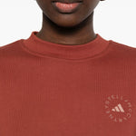 Felpa con logo a maniche lunghe in rosso mattone Adidas by stella mc  cartney - donna 
