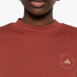 Felpa con logo a maniche lunghe in rosso mattone Adidas by stella mc  cartney - donna 