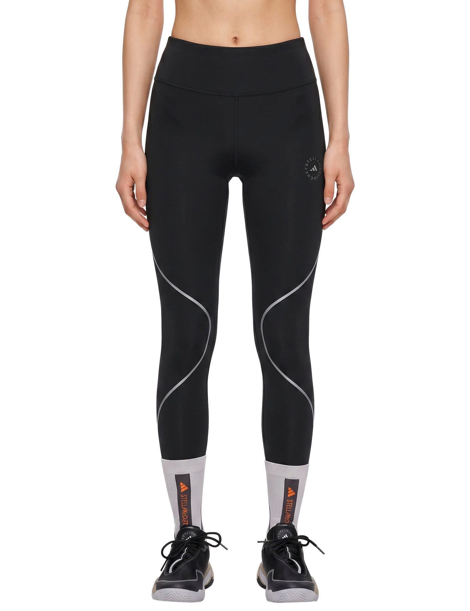 Leggings a vita alta in nero Adidas by stella MC Cartney - donna 