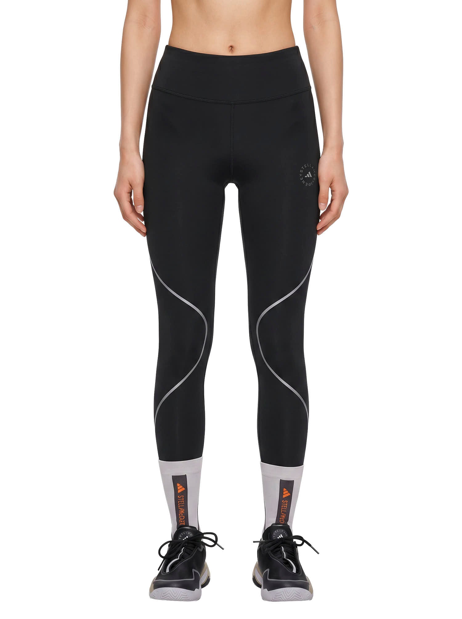Leggings a vita alta in nero Adidas by stella MC Cartney - donna 