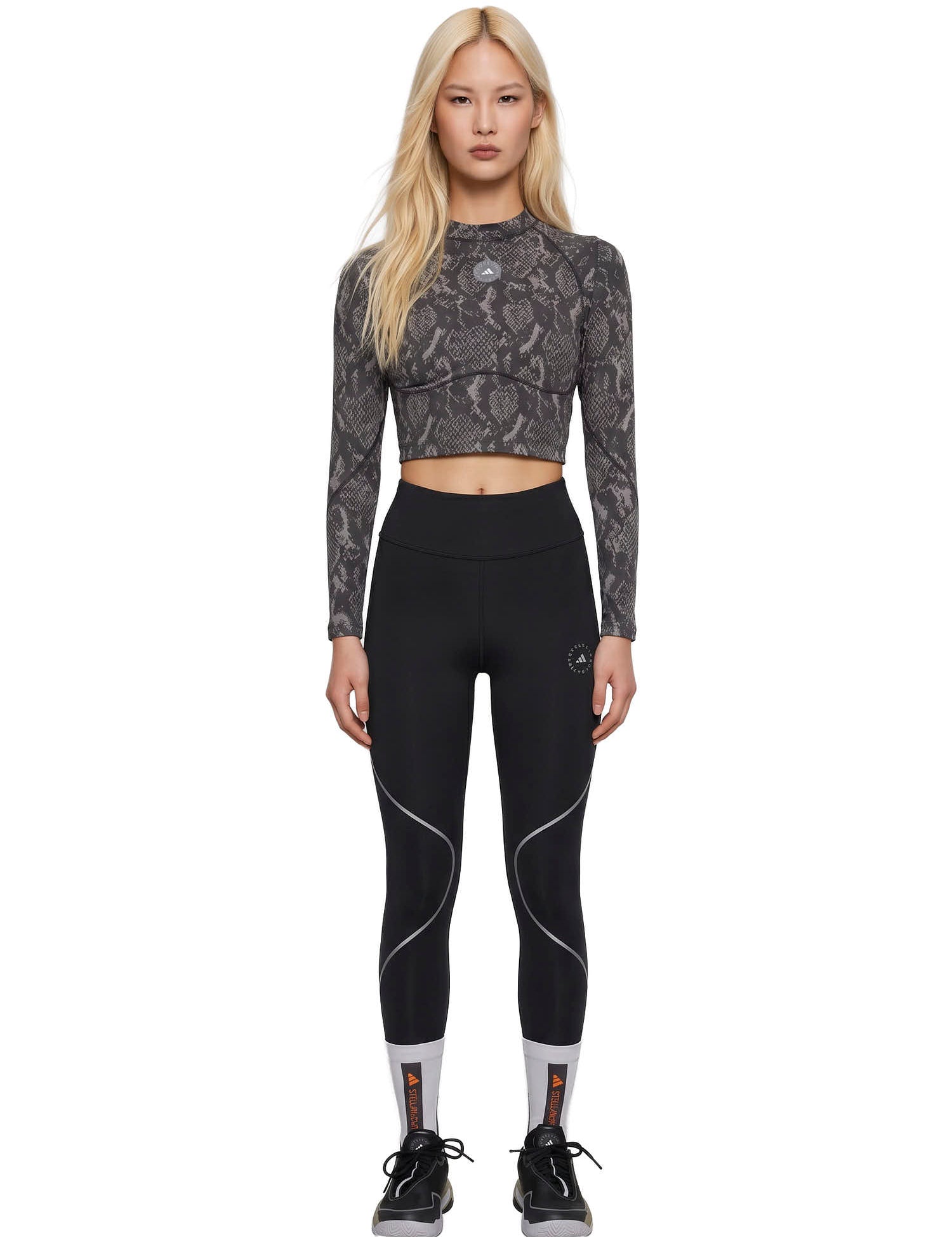 Leggings a vita alta in nero Adidas by stella MC Cartney - donna 