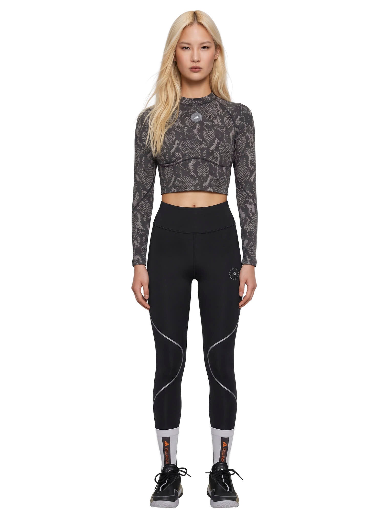 Leggings a vita alta in nero Adidas by stella MC Cartney - donna 