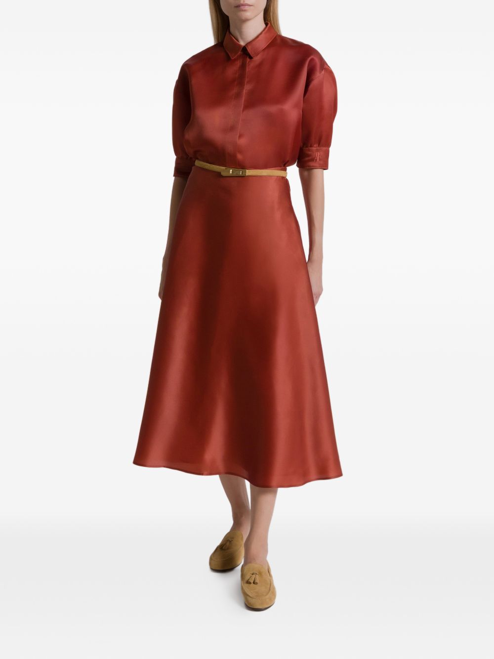 Gonna midi in seta in rosso Alberta Ferretti - donna 