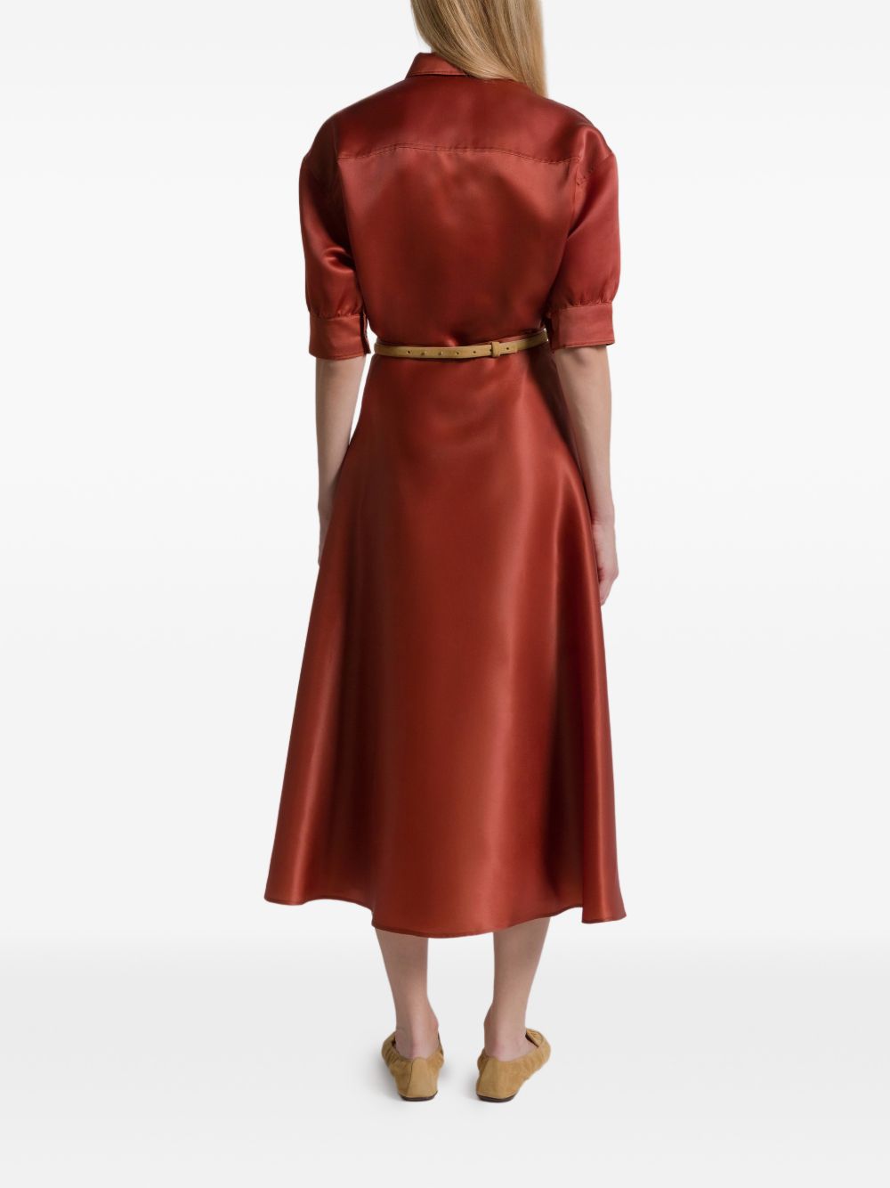 Gonna midi in seta in rosso Alberta Ferretti - donna 