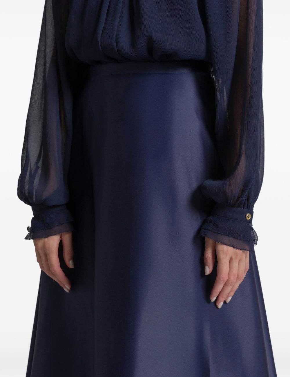 Gonna midi in seta in blu Alberta Ferretti - donna 