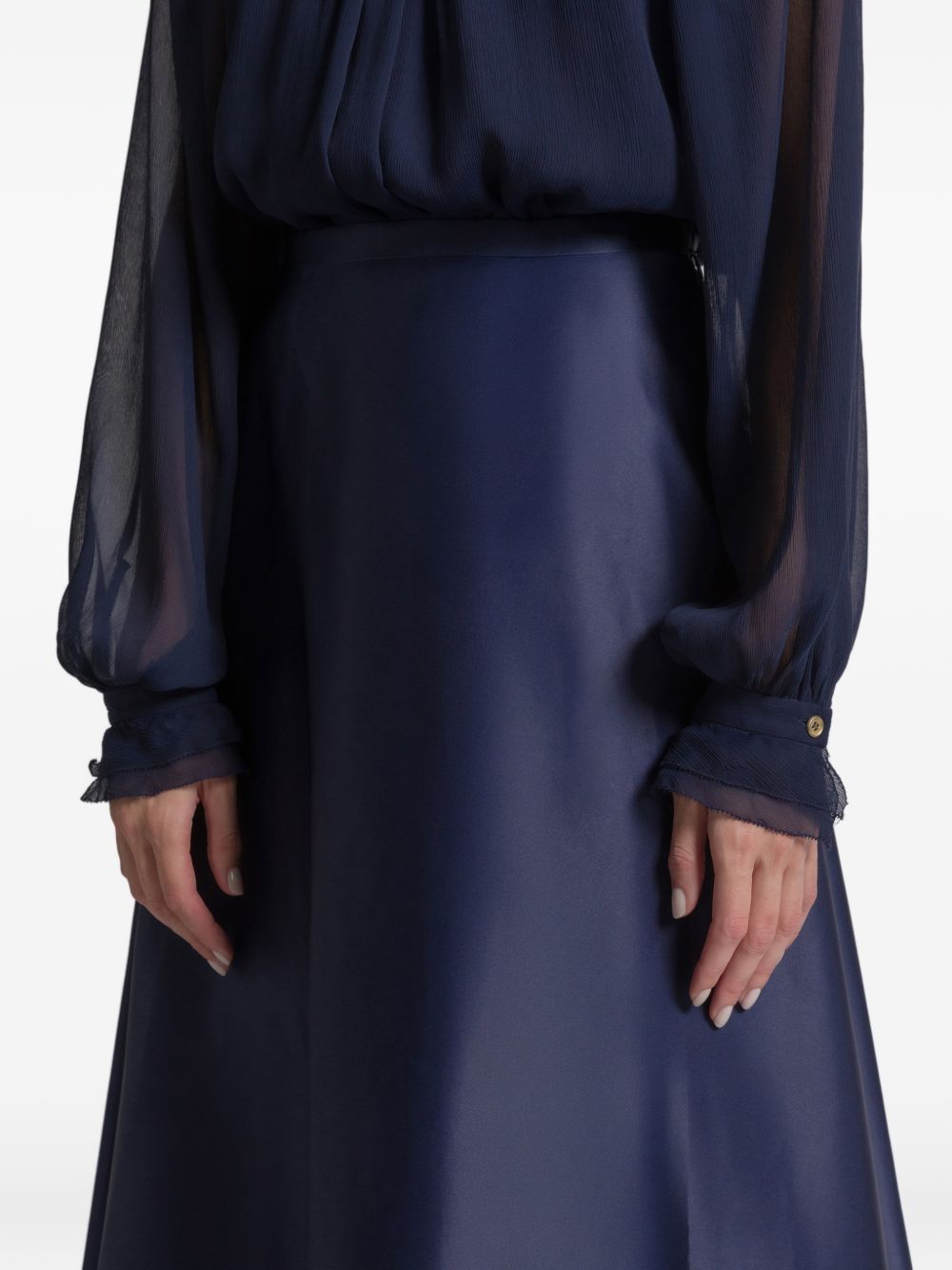 Gonna midi in seta in blu Alberta Ferretti - donna 