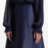 Gonna midi in seta in blu Alberta Ferretti - donna 