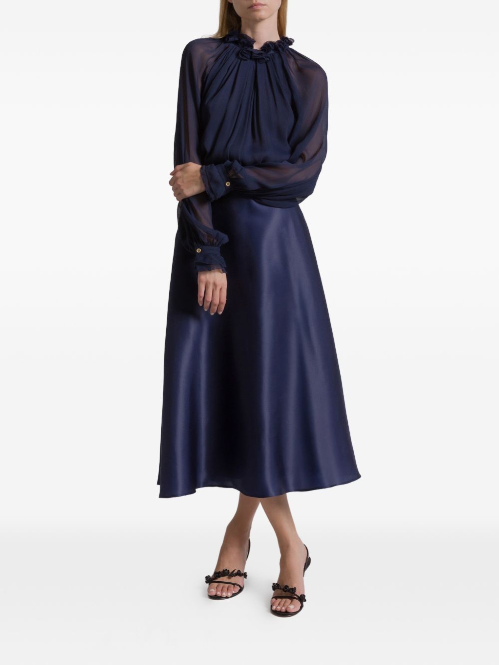 Gonna midi in seta in blu Alberta Ferretti - donna 