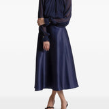 Gonna midi in seta in blu Alberta Ferretti - donna 