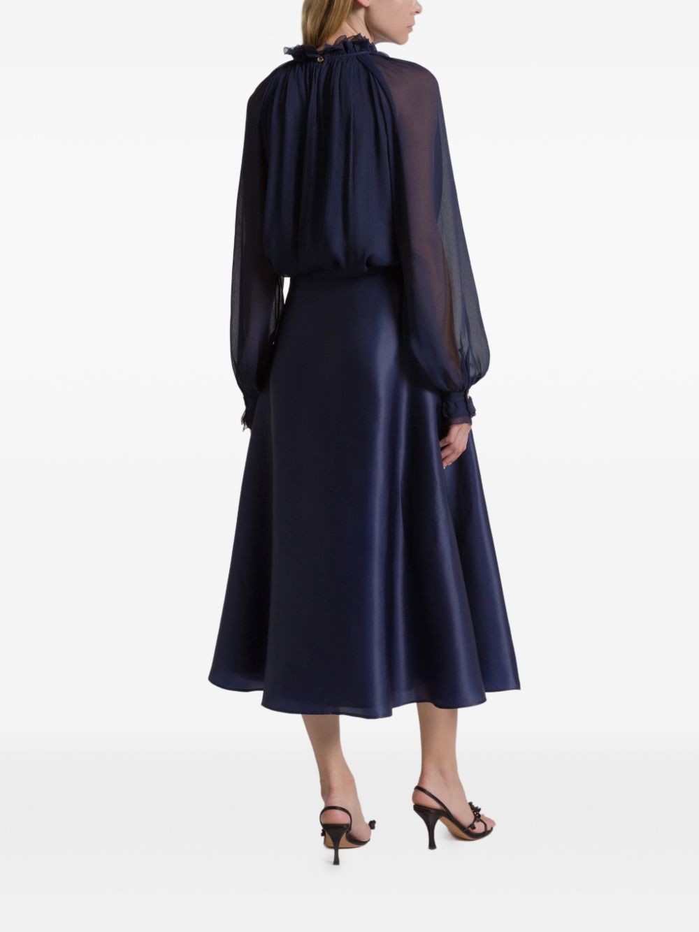 Gonna midi in seta in blu Alberta Ferretti - donna 