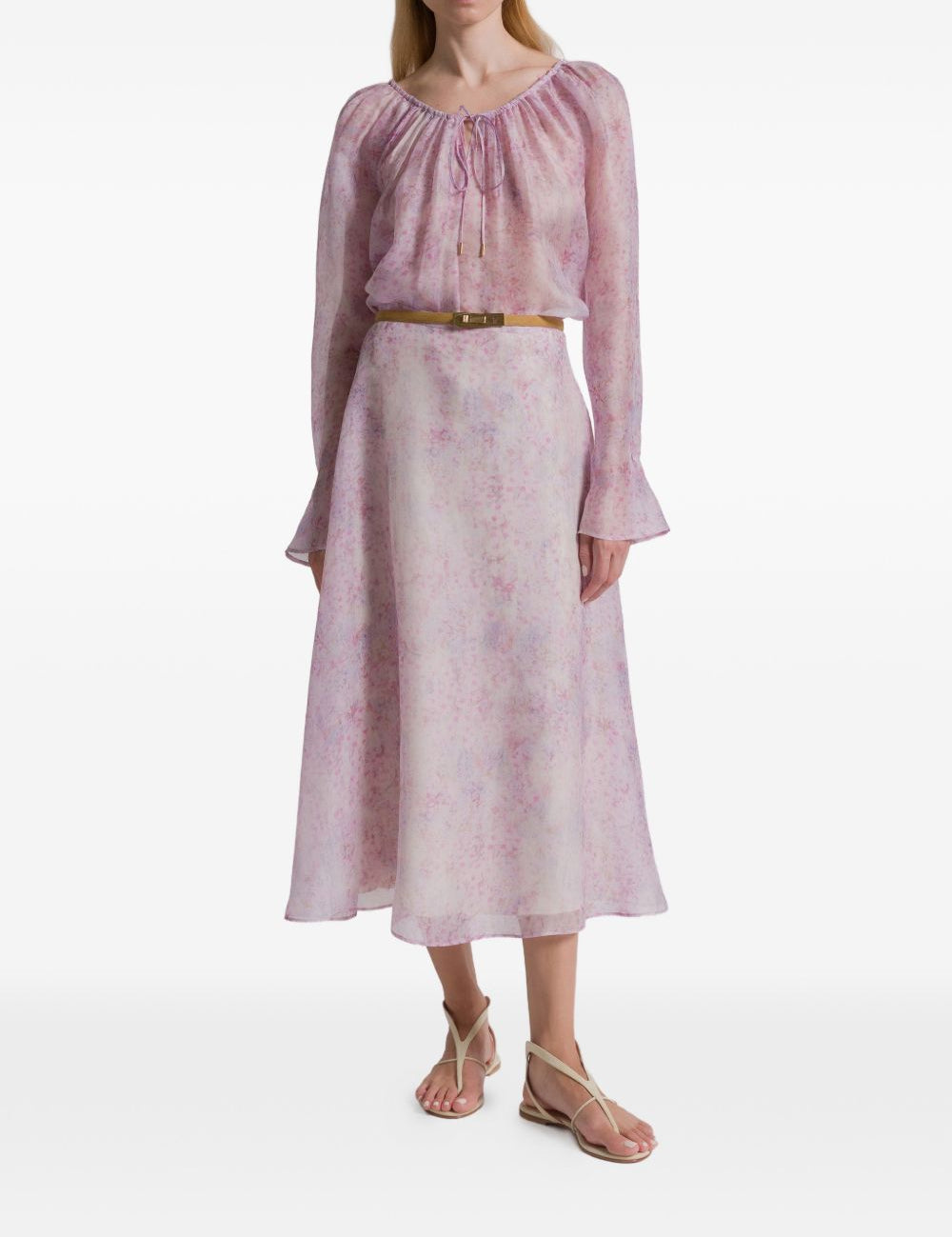 Gonna midi a fiori in viola Alberta Ferretti - donna 