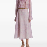 Gonna midi a fiori in viola Alberta Ferretti - donna 
