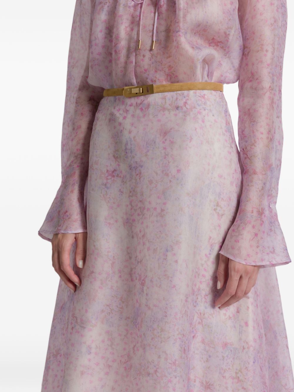 Gonna midi a fiori in viola Alberta Ferretti - donna 
