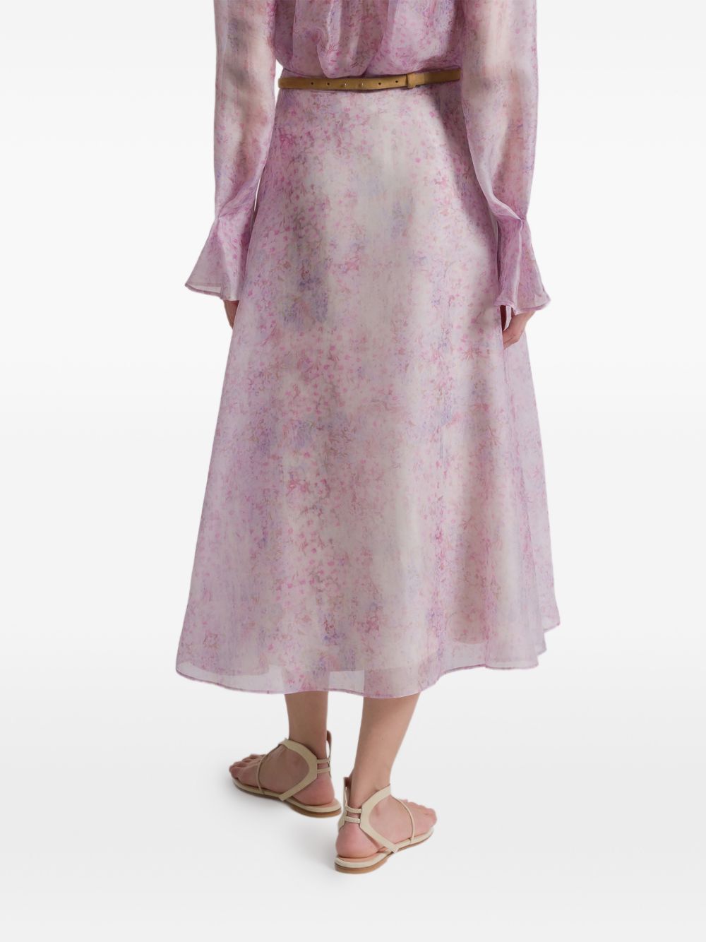 Gonna midi a fiori in viola Alberta Ferretti - donna 