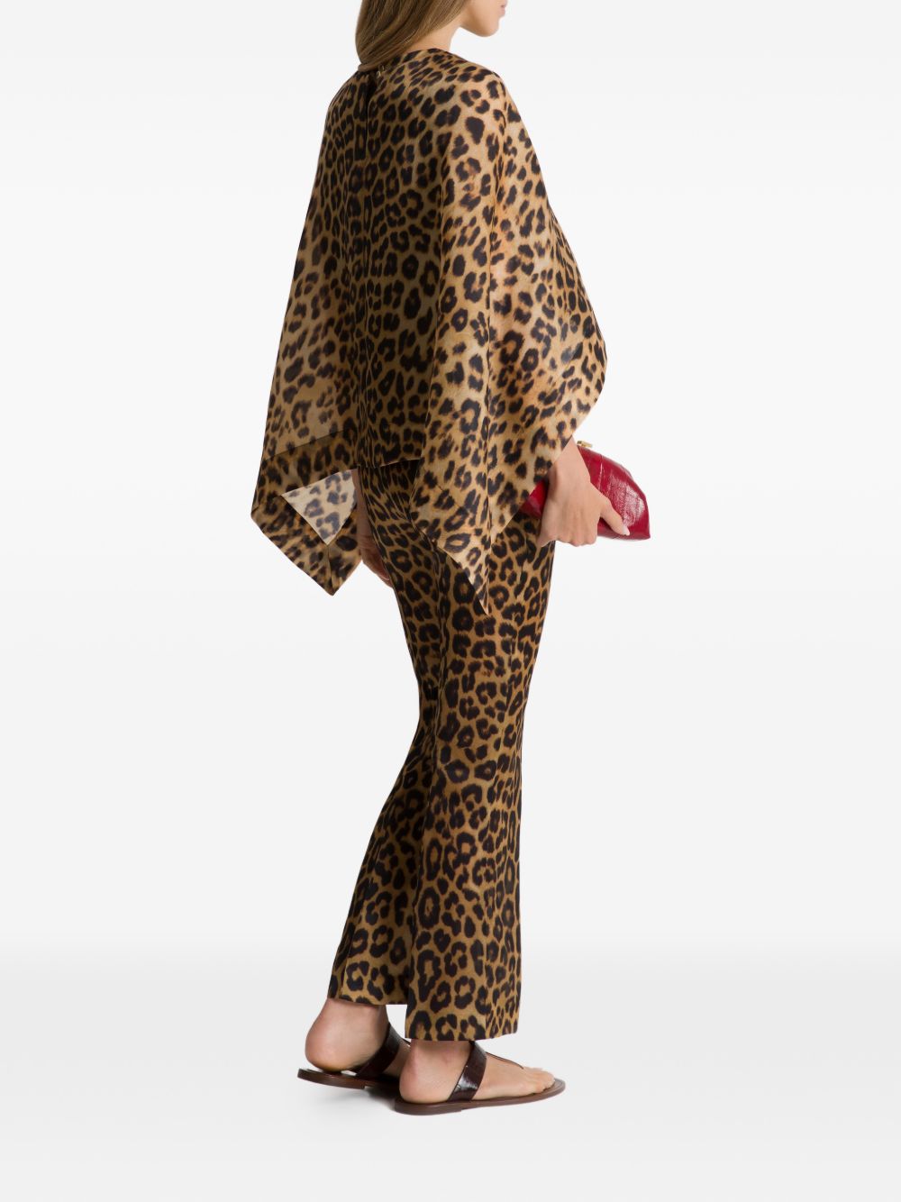 blusa a strati con stampa leopardata in marrone Alberta ferretti - donna 