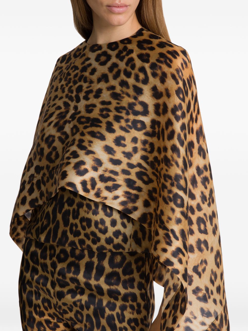 blusa a strati con stampa leopardata in marrone Alberta ferretti - donna 