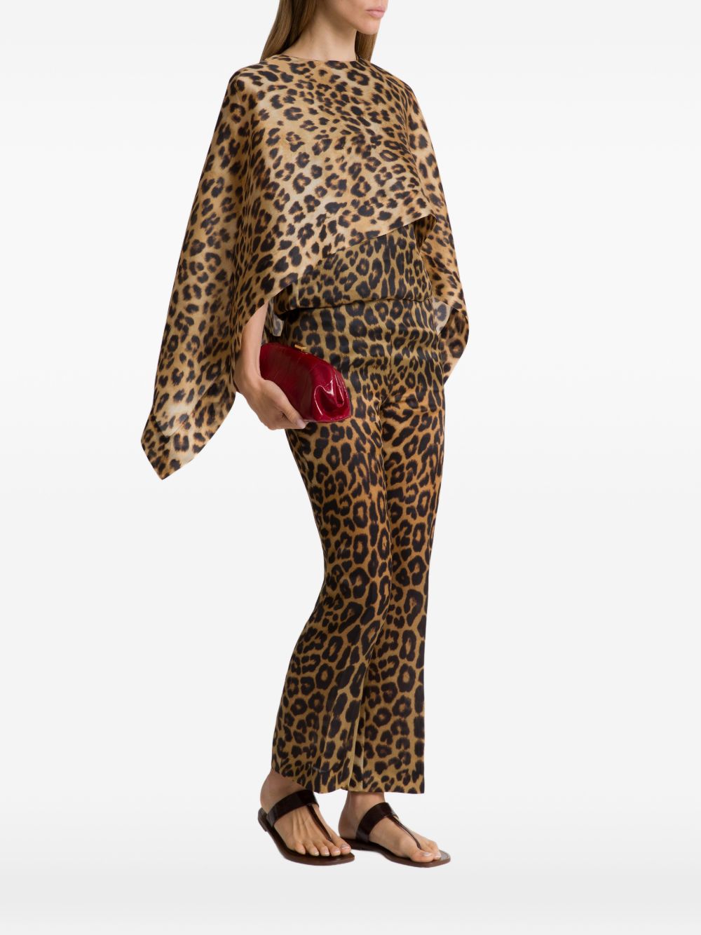blusa a strati con stampa leopardata in marrone Alberta ferretti - donna 